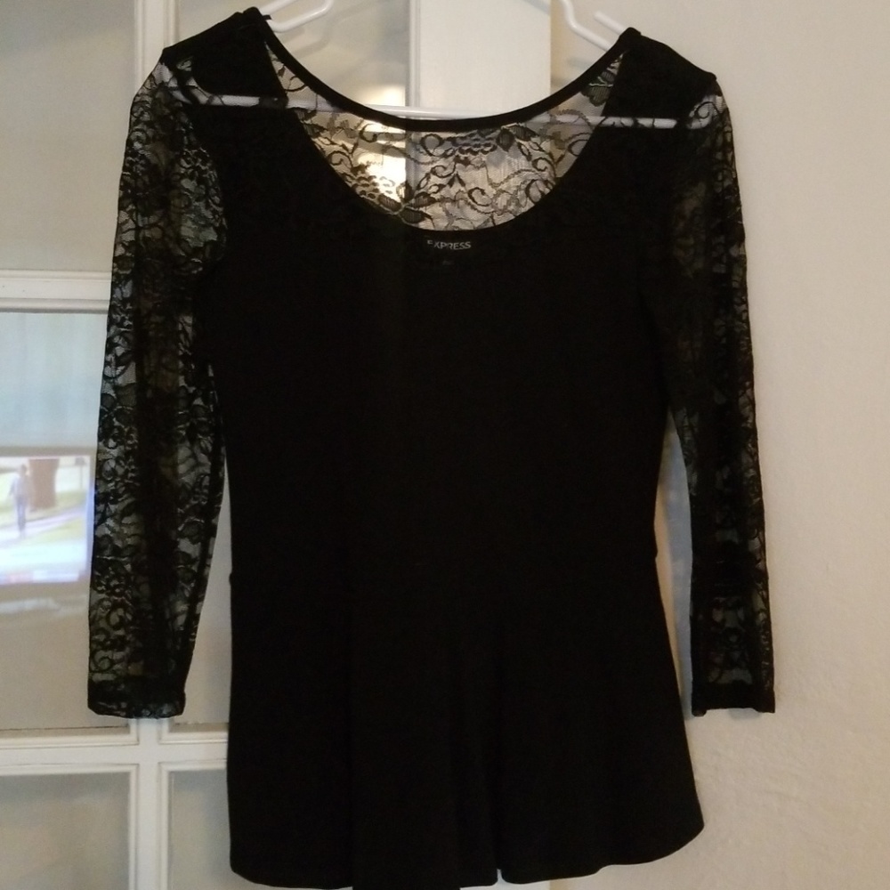 Express black top with lace chest and arms *NWT